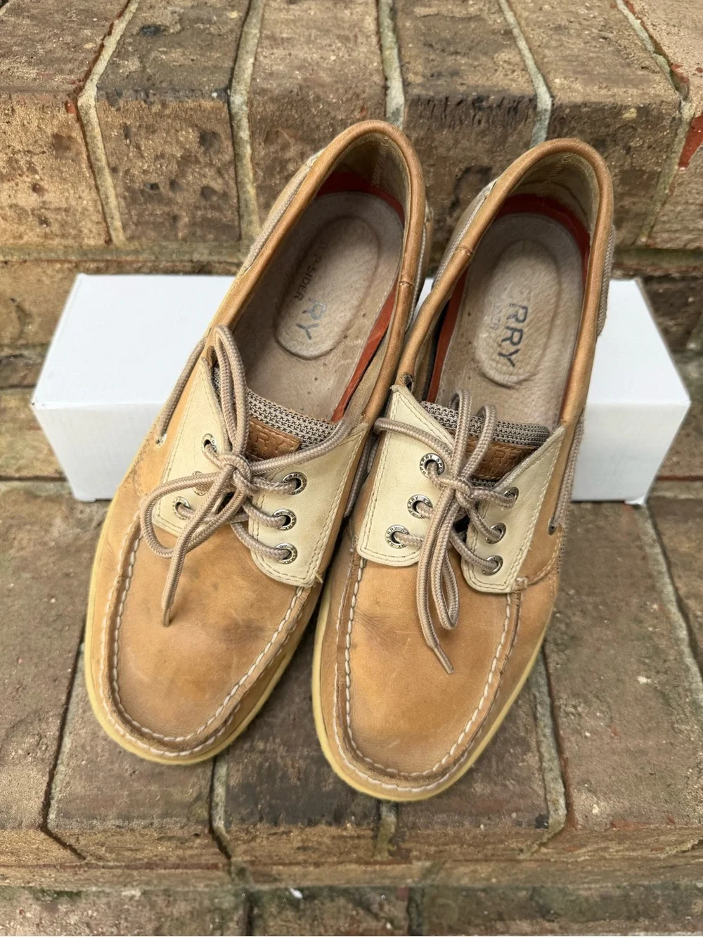Sperry Top Slider Tan Leather Boat Shoes Men’s Size 10M